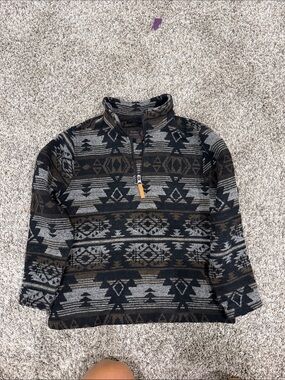 Quarter-Zip Patterned boys Sweater Pullover - Black & Gray